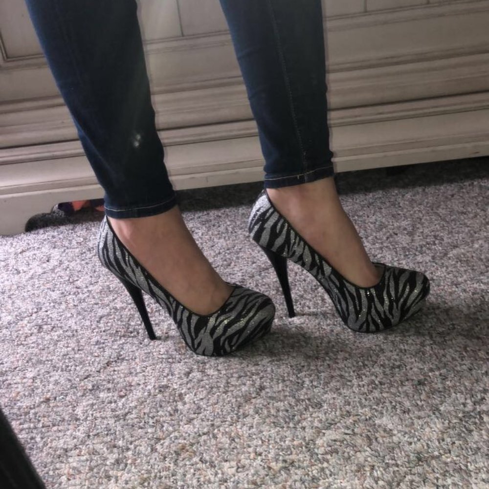 Sparkly Zebra Heels